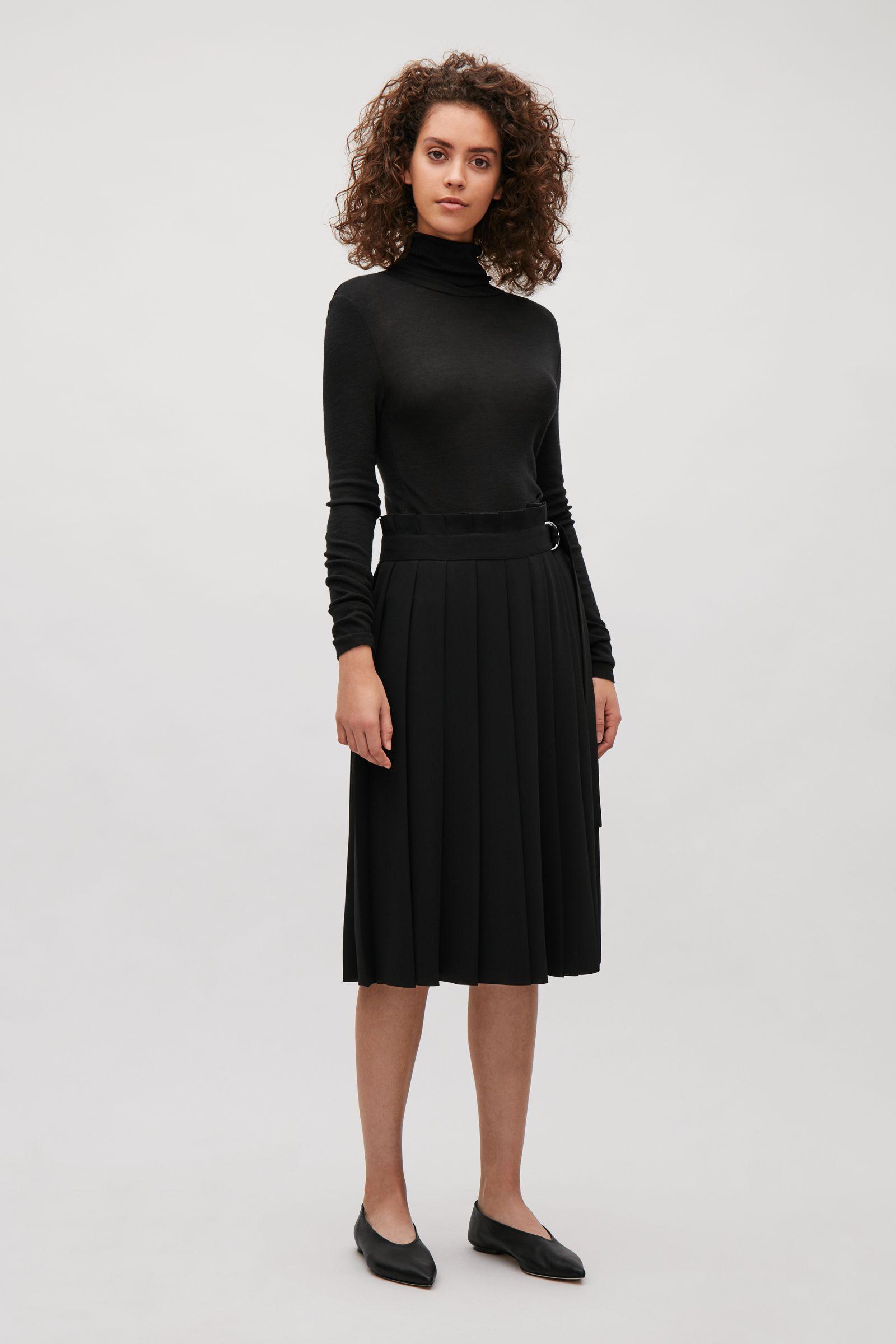 COS Pleated Wrap Skirt in Black | Lyst UK