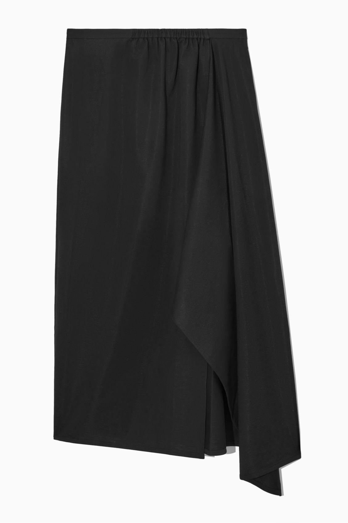 COS Asymmetric Midi Wrap Skirt in Black Lyst