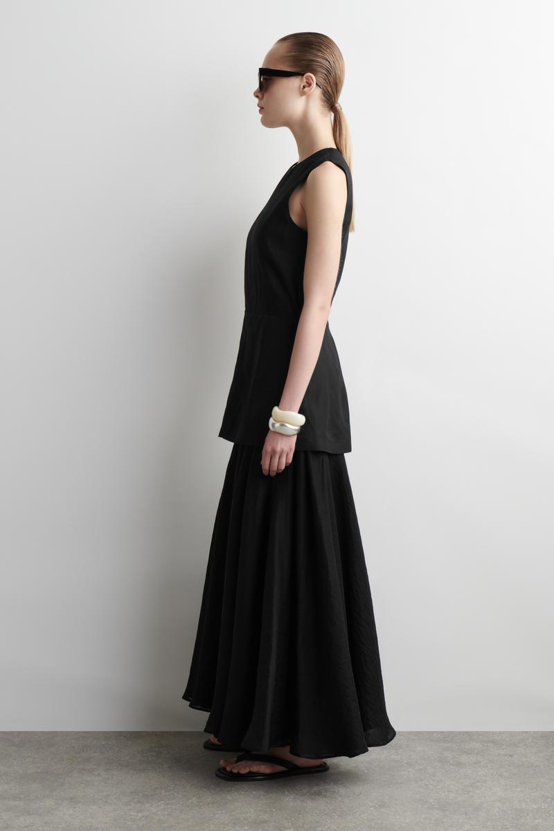COS Layered Peplum Midi Dress in Black | Lyst