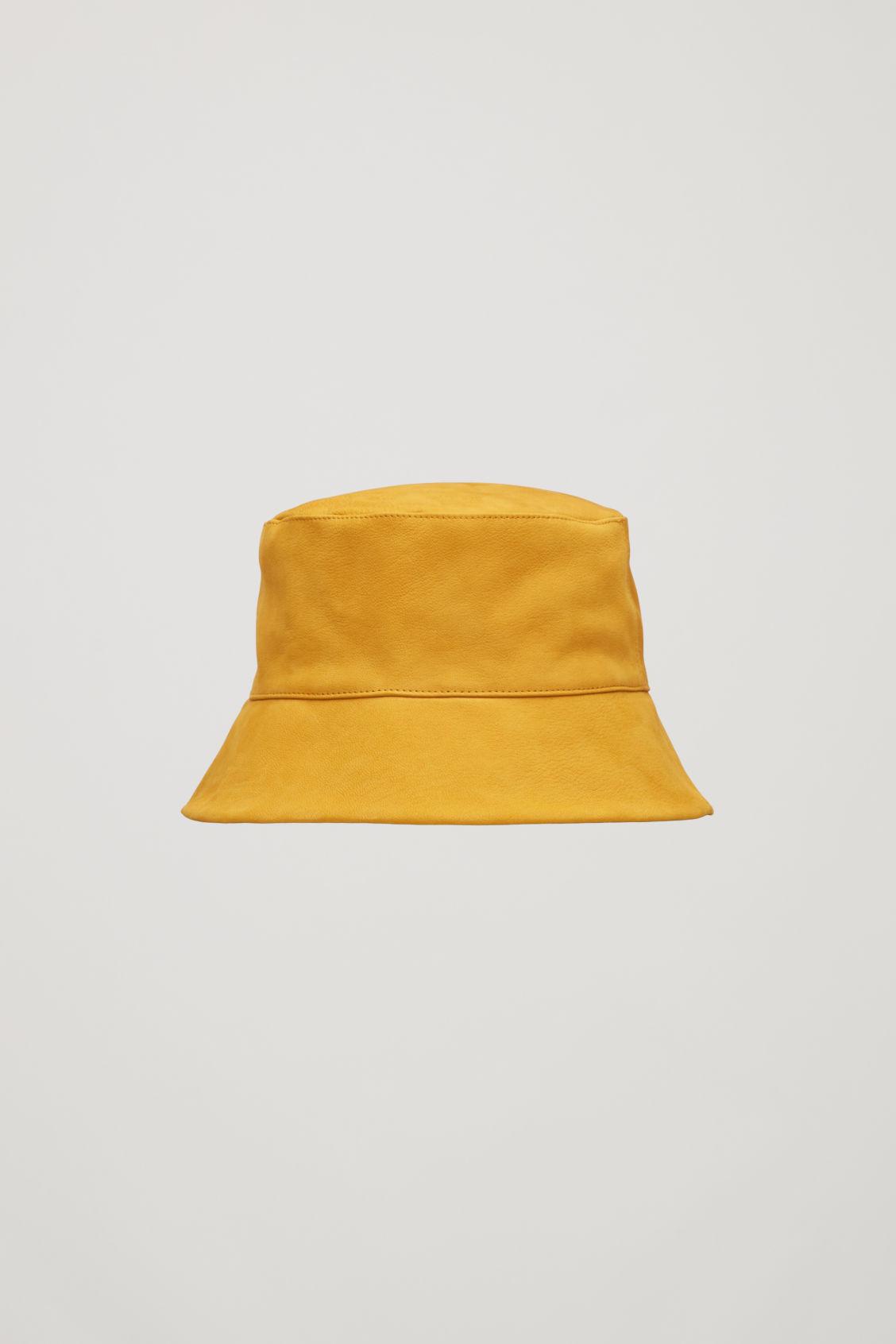 COS Nubuck Leather Bucket Hat in Yellow - Lyst