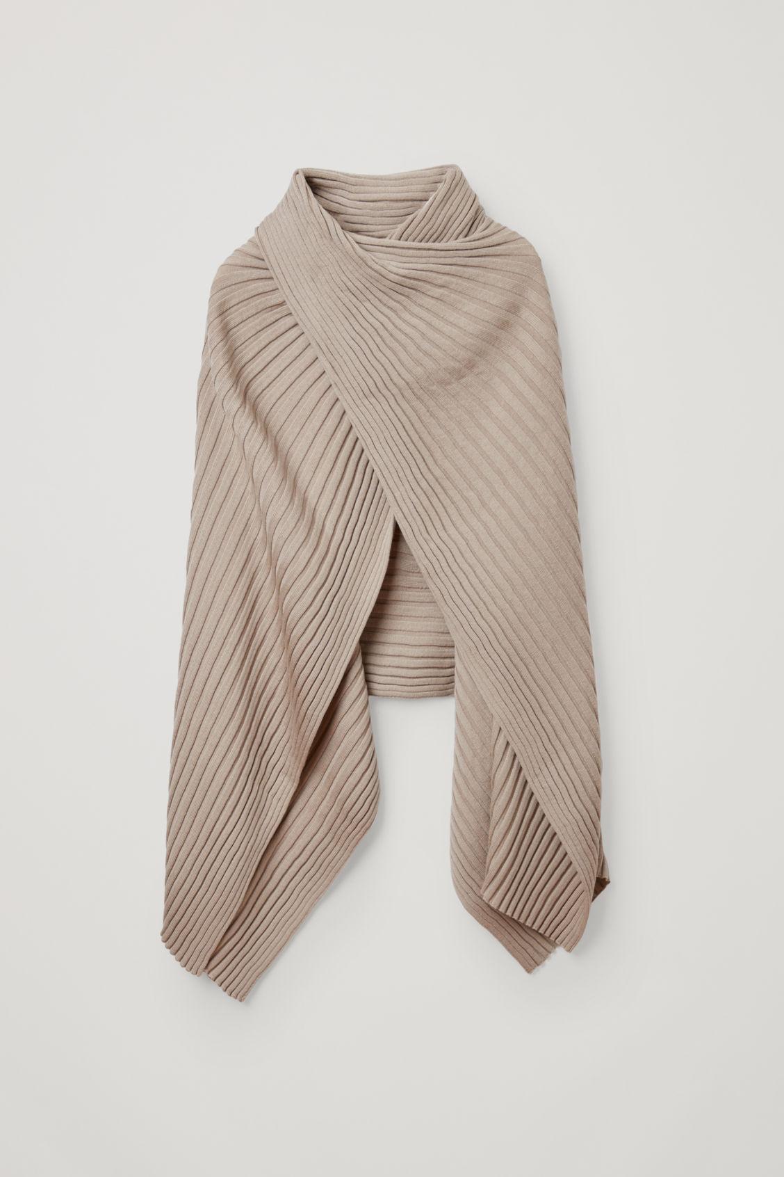 COS Ribbed Wool Hybrid Scarf in Natural | Lyst