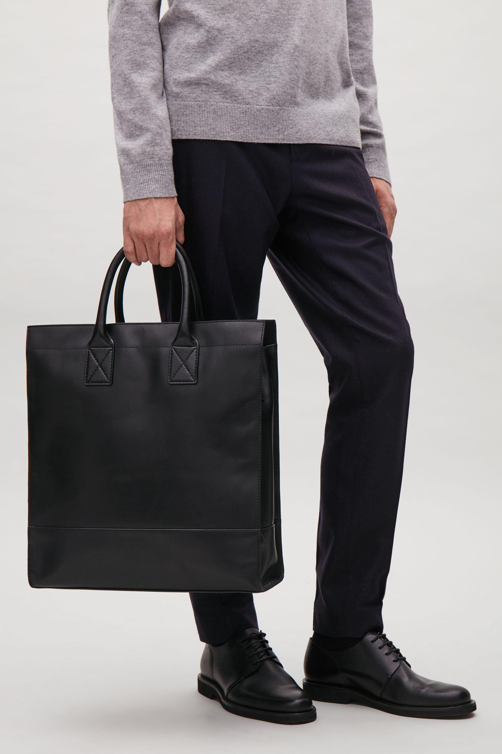 COS Leather Tote Bag in Black for Men | Lyst
