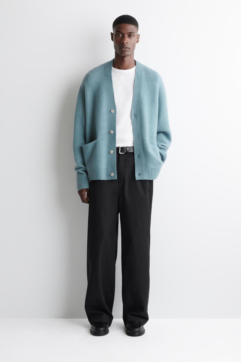 COS Brushed-Wool V-Neck Cardigan in Blue for Men | Lyst