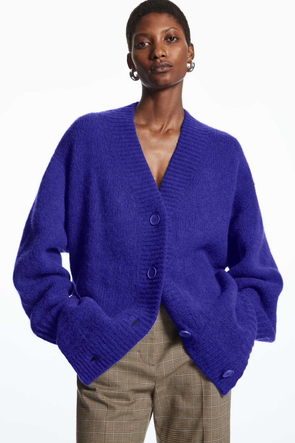 V Neck Blue Alpaca Sweater COS Oversized V-neck Alpaca-blend