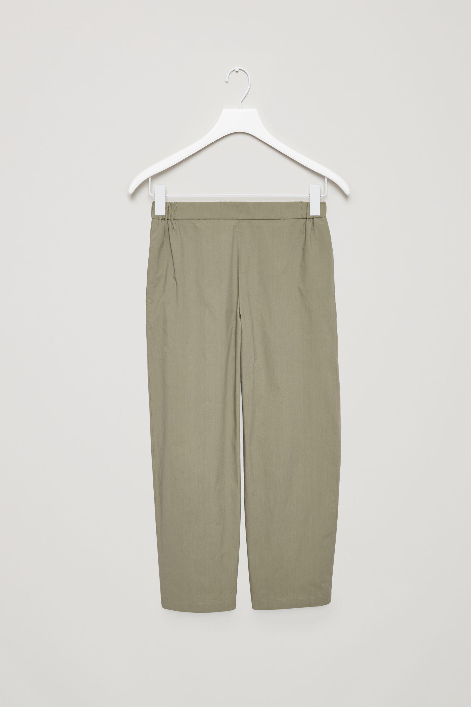 COS Cropped Cotton Poplin Trousers in Green | Lyst