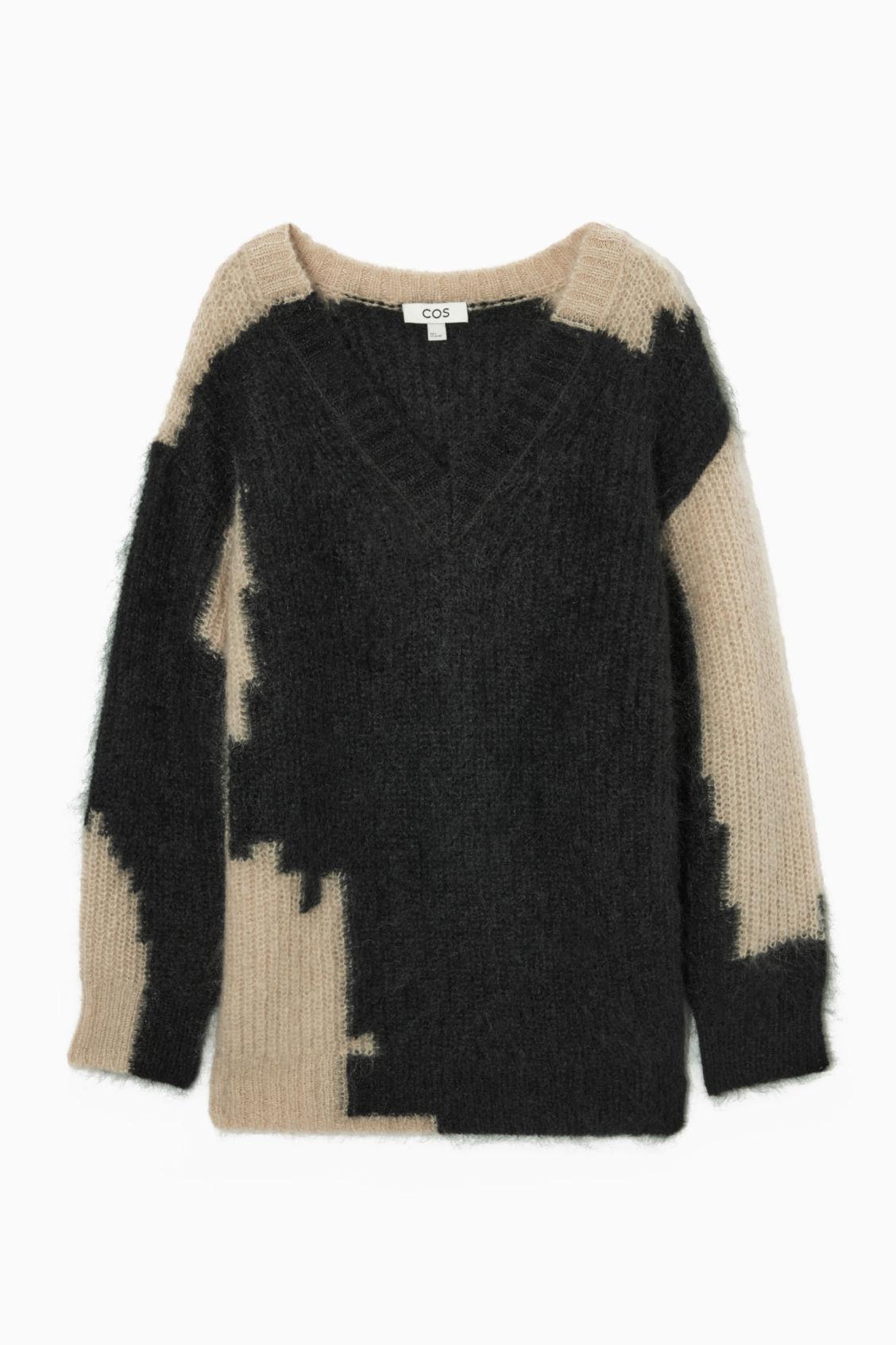 COS Mohair Oversized V-neck Sweater in Black | Lyst