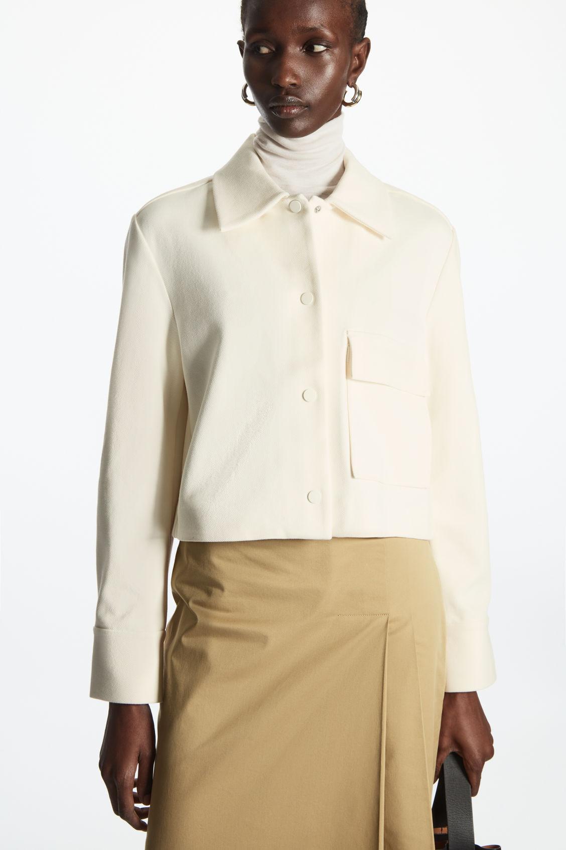 COS Cropped Twill Jacket in White Lyst