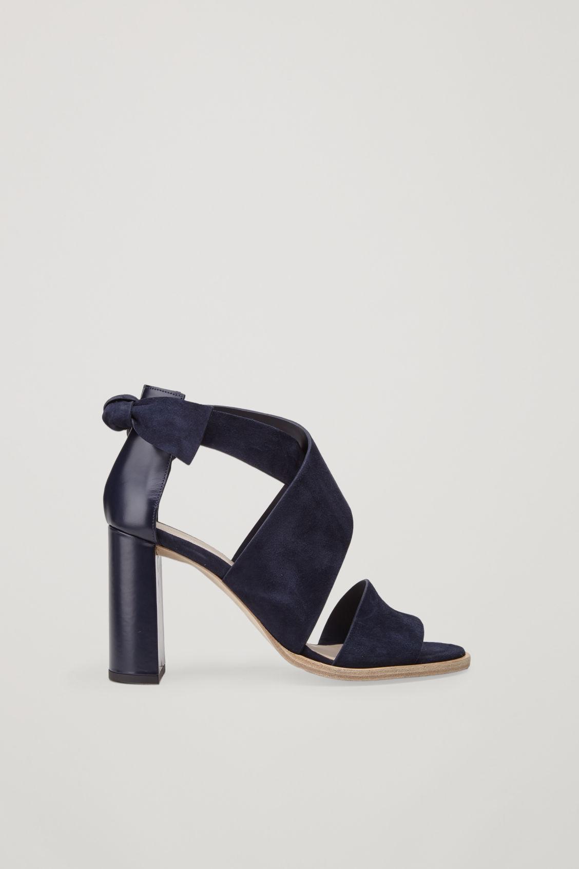 COS Tie-back Suede Sandals in Blue - Lyst