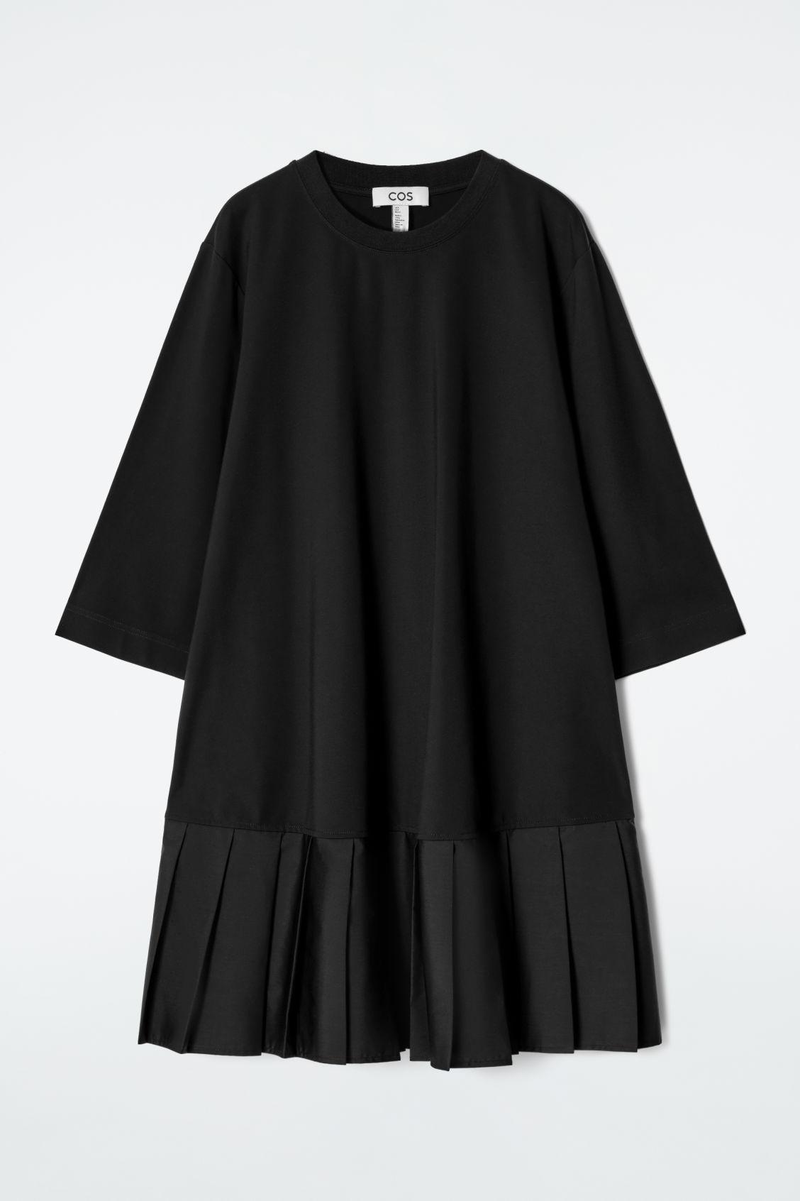 cos pleated skirt t shirt dress T Shirt Dress Cos Black Pleated Dress COS Pleated Dropped-waist T-shirt  Dress In Black