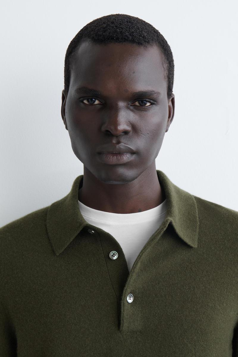 COS Seamless Cashmere Polo Shirt in Green for Men | Lyst