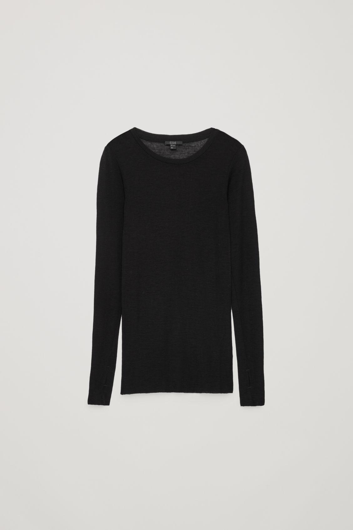 COS Sheer Wool Long-sleeved Top in Black | Lyst