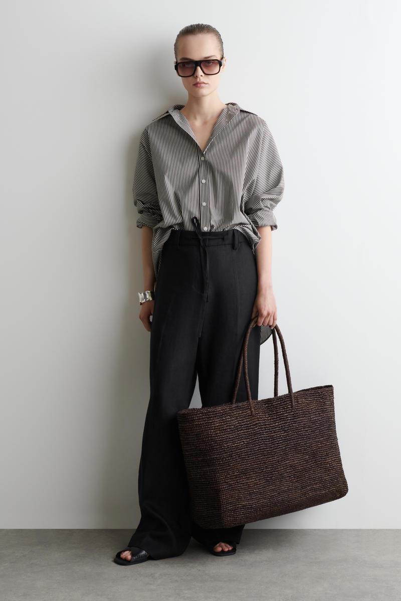 COS Oversized Hand-Woven Tote Bag in Brown | Lyst