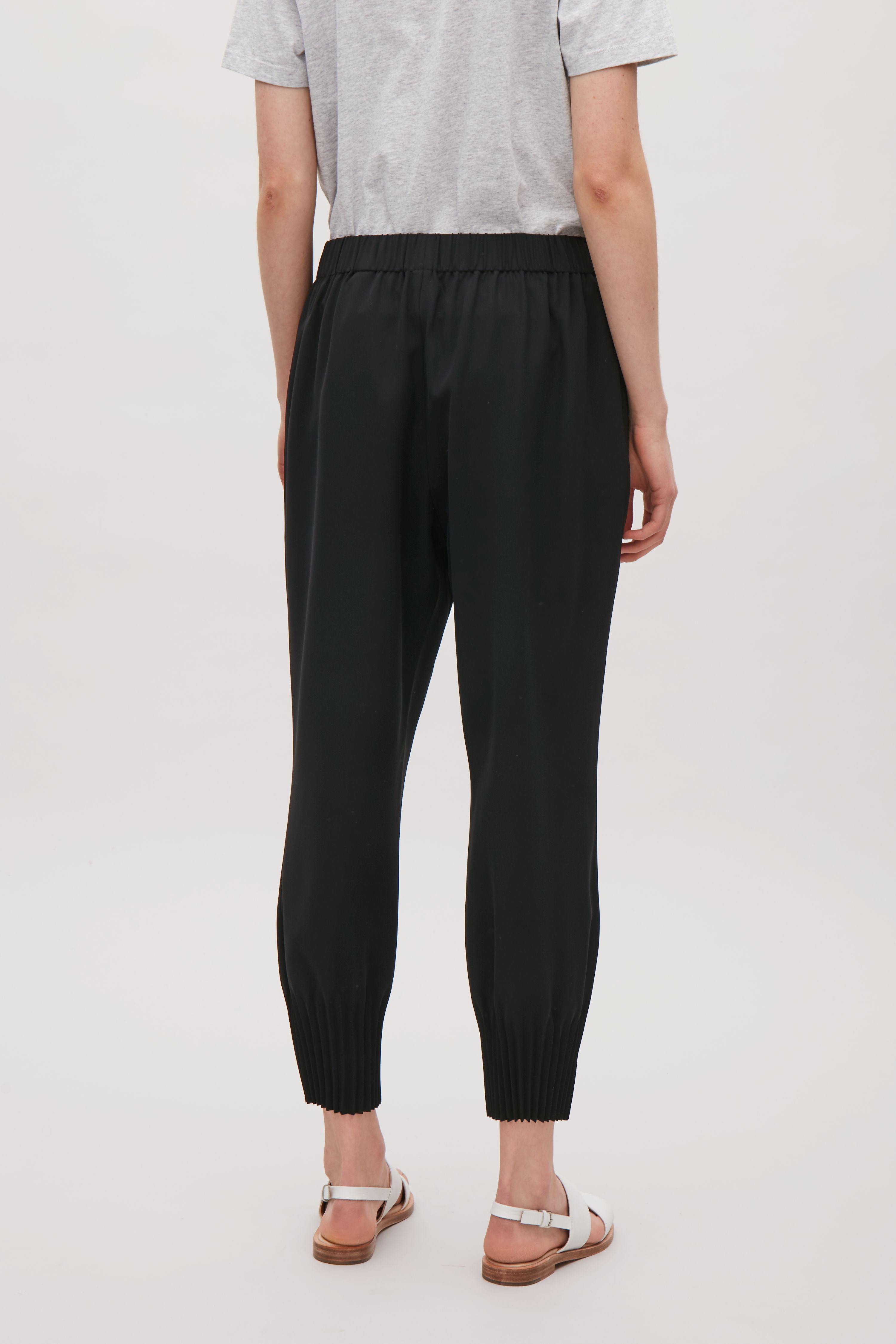Closet Synthetic Closet Blu Pleated Hem Trouser in Black Slacks and Chinos Straight-leg trousers Womens Clothing Trousers 