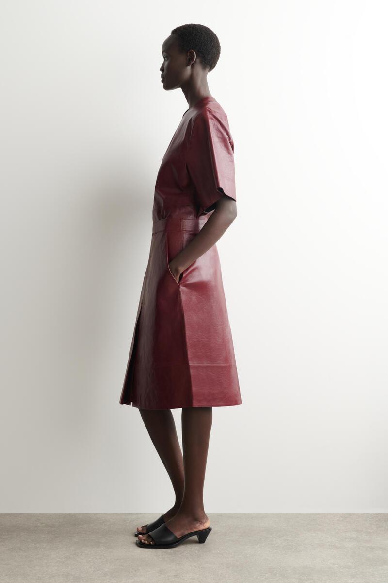 JUPE MIDI EN COTON À TAILLE AJUSTABLE - VERT FONCÉ - FEMME JUPE MIDI EN COTON À TAILLE AJUSTABLE - VERT FONCÉ - FEMME