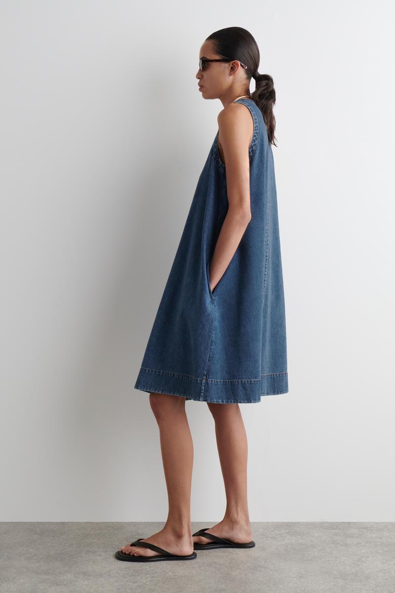 COS Denim A-Line Mini Dress in Blue | Lyst