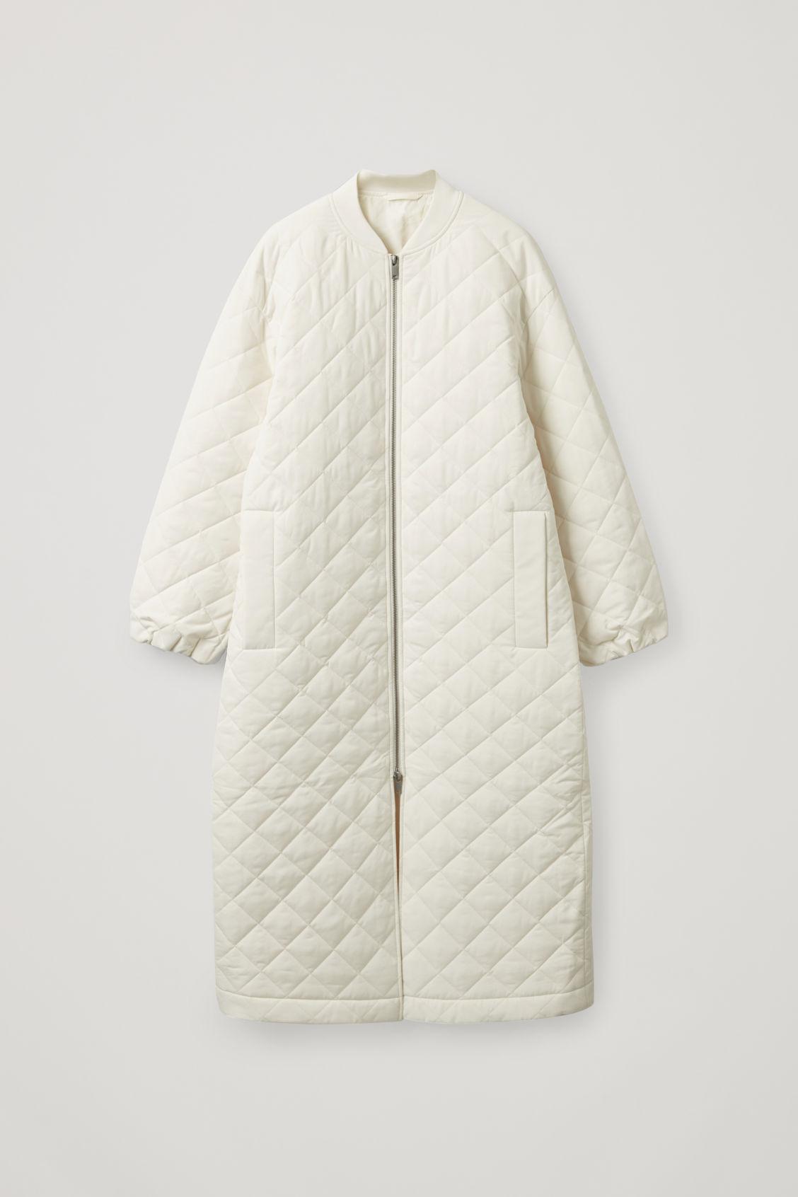 COS Longline Quilted Coat in White | Lyst