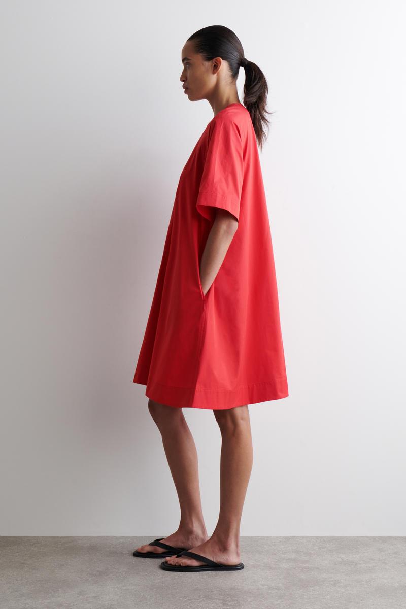 cos red linen dress Cos V-Neck Linen Maxi Dress In Orange - 50% Off