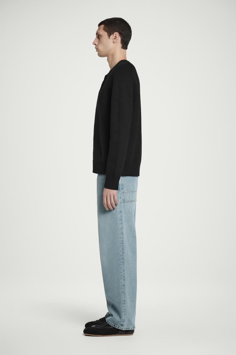 COS Wool-blend Crew-neck Cardigan in Blue for Men | Lyst