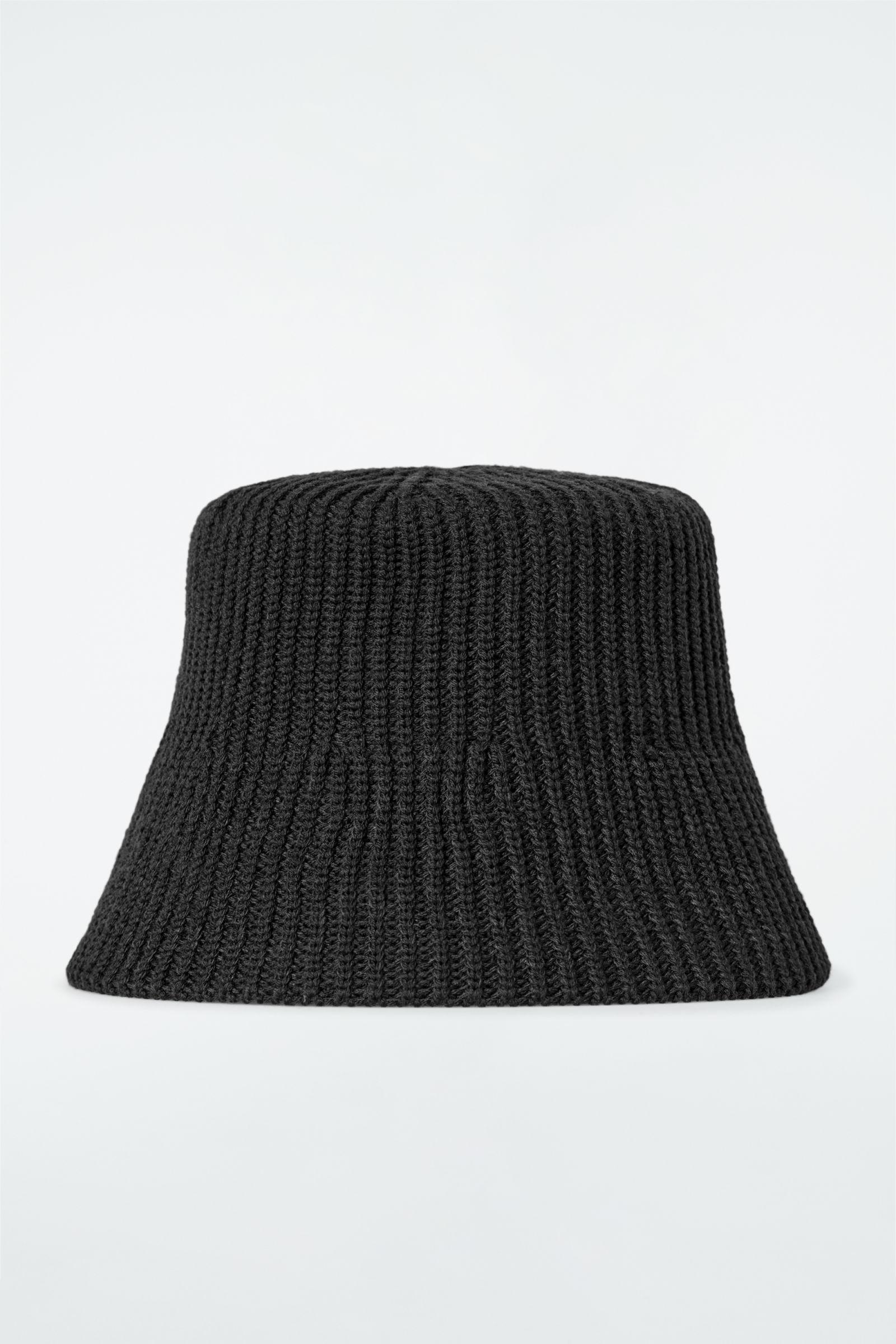 COS Ribbed Wool-blend Bucket Hat in Black | Lyst UK