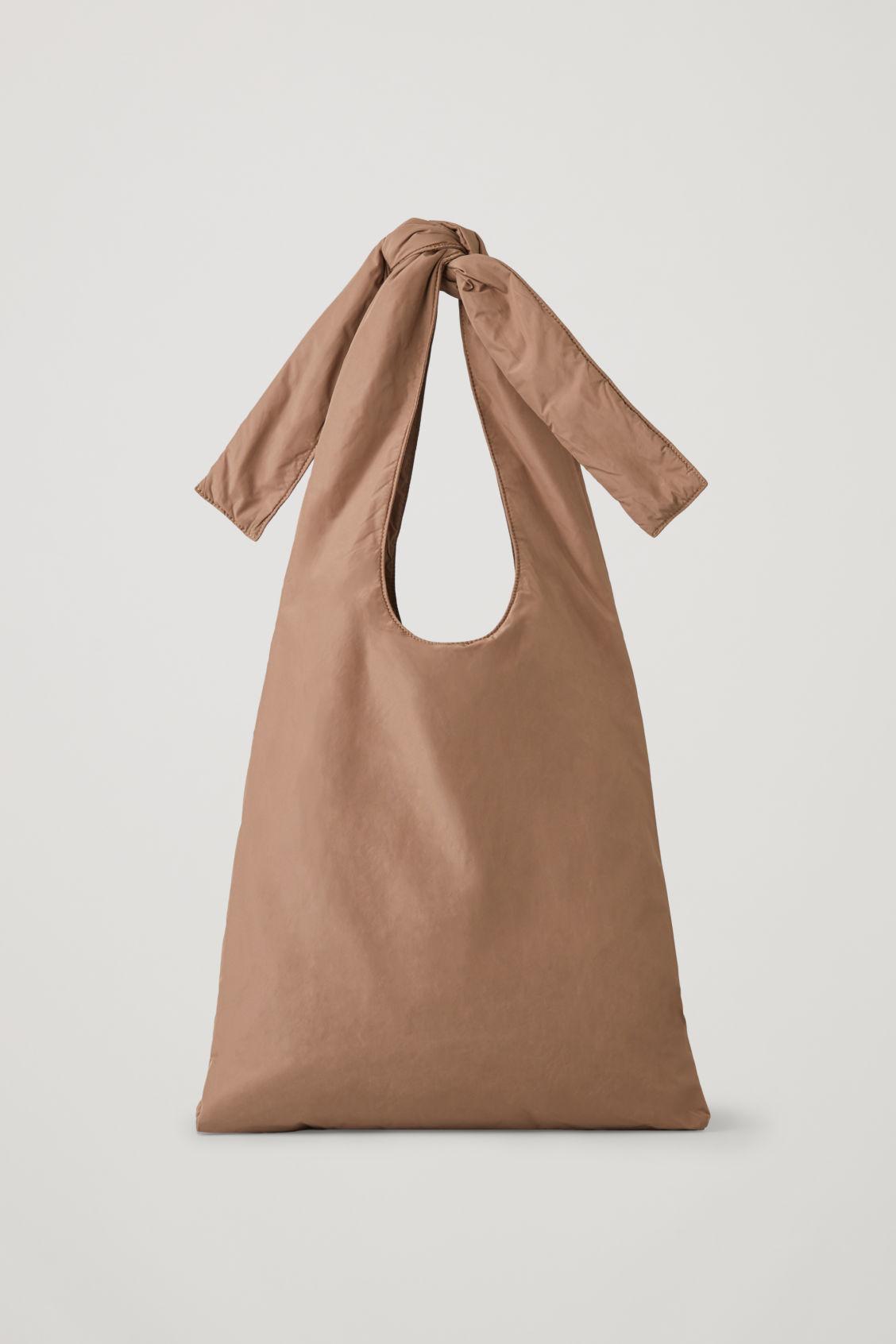 COS Knotted Strap Fabric Shopper in Natural | Lyst