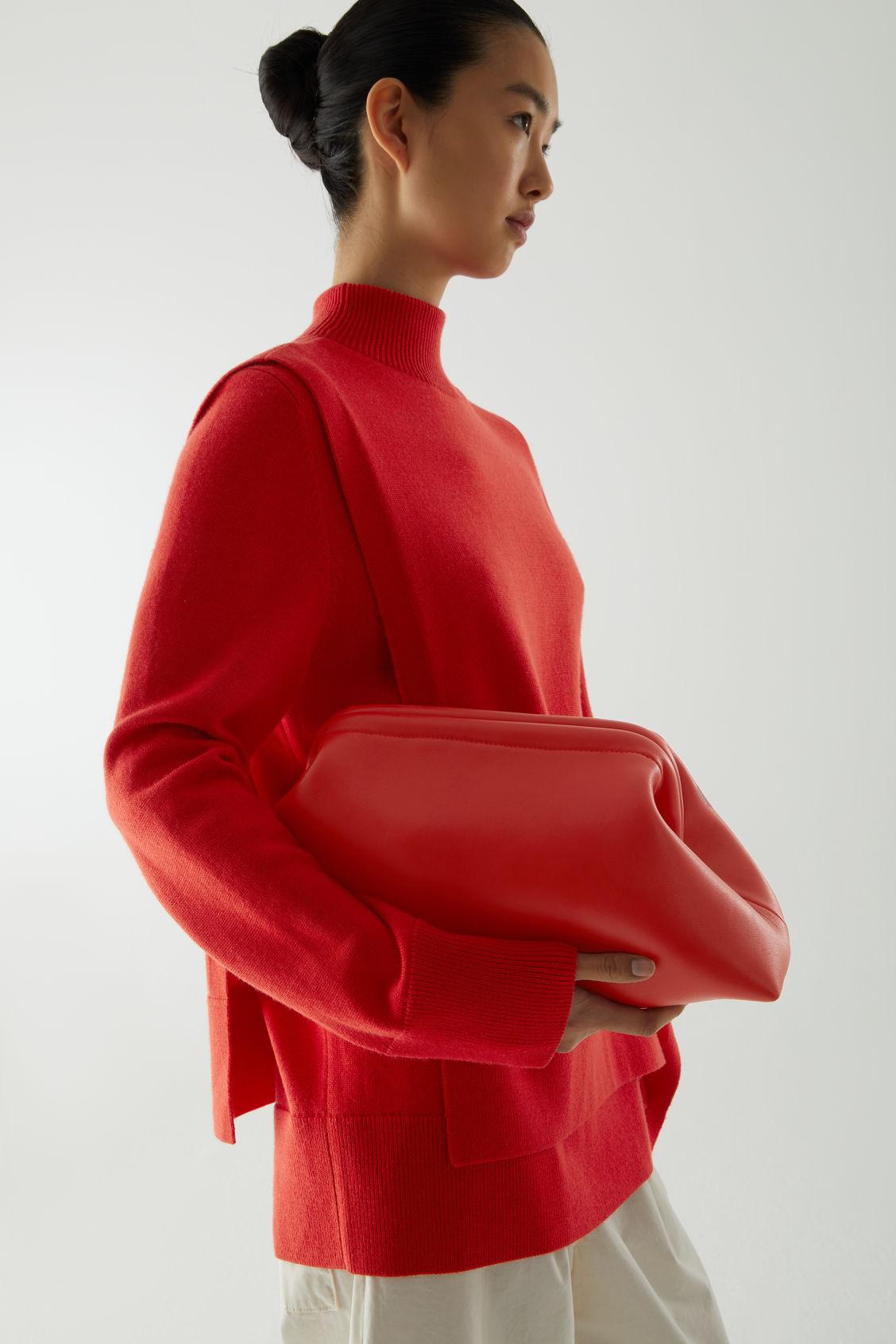 COS Large Leather Clutch Bag in Red | Lyst
