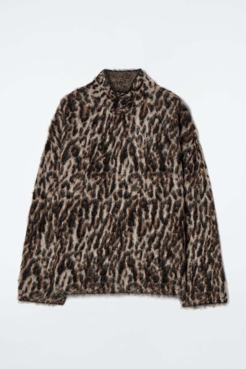 COS Leopard-jacquard Mohair-blend Jumper in Brown | Lyst