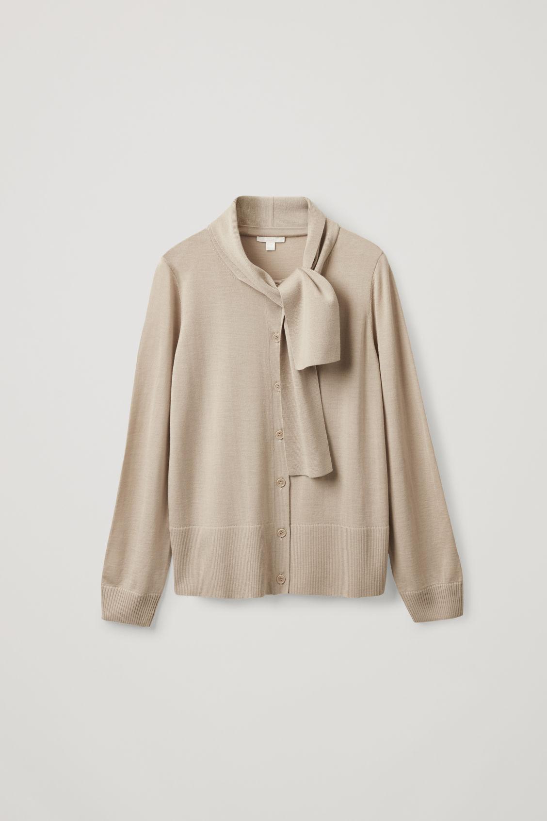 tie neck cardigan
