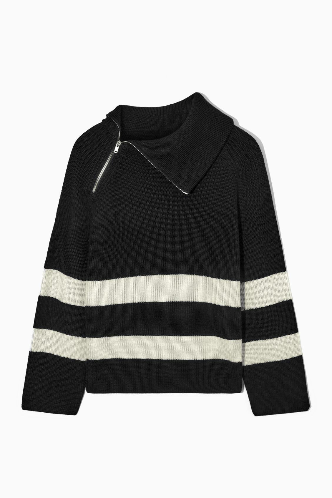 COS Zip-detail Striped Knitted in Black Lyst