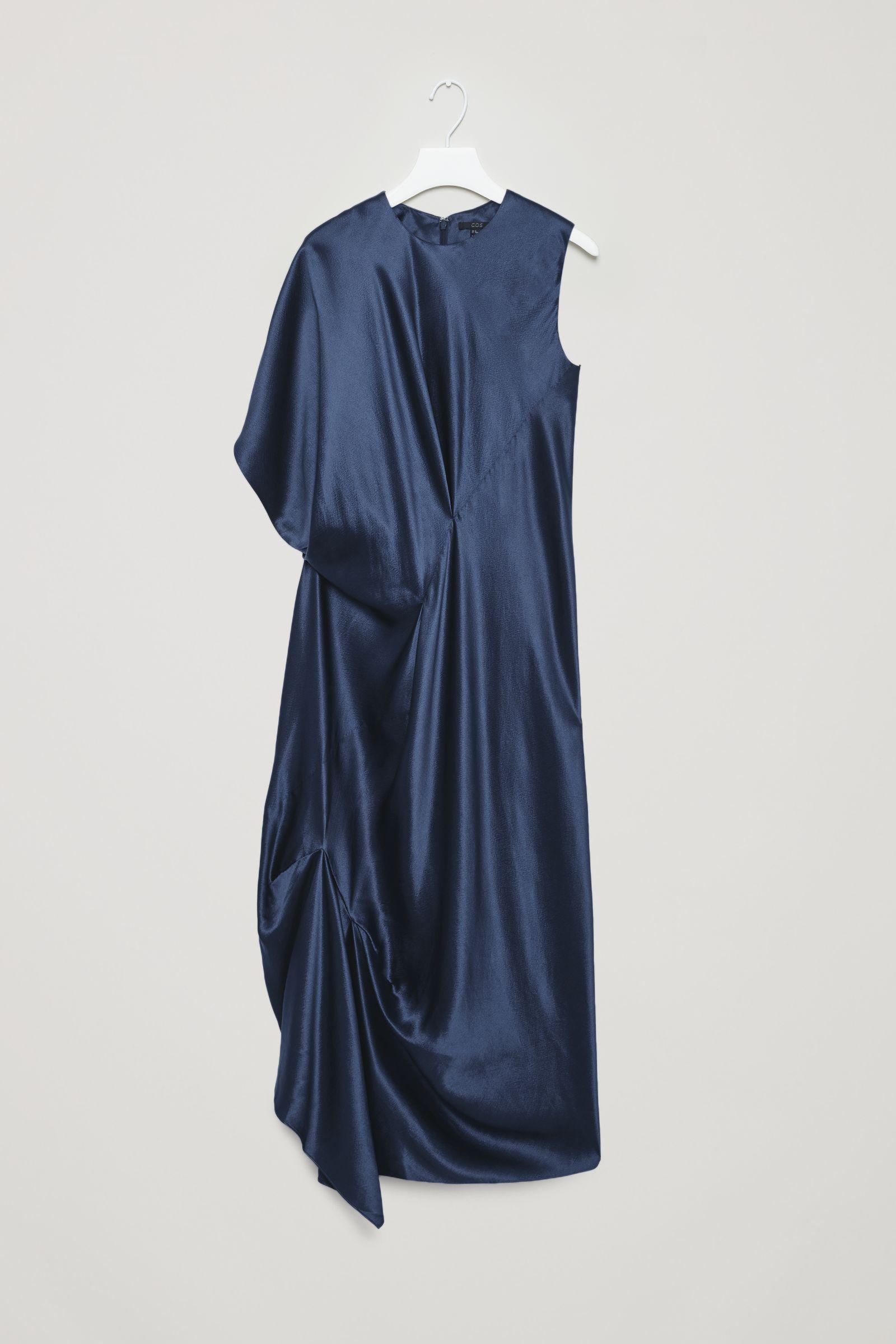 navy blue dress for baby girl COS Asymmetric Draped Midi Dress main image 1