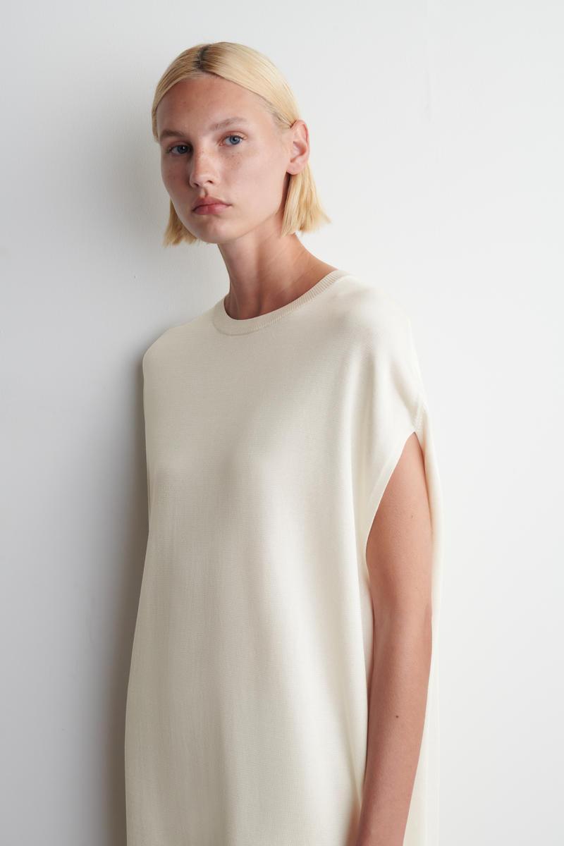 COS Circle-Cut Knitted Dress in White | Lyst