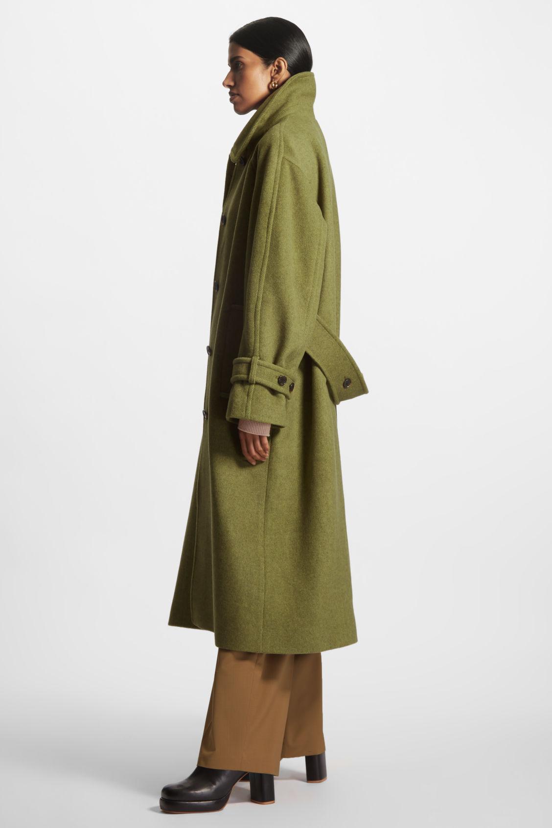 COS Wool-blend Tailored Coat in Green | Lyst