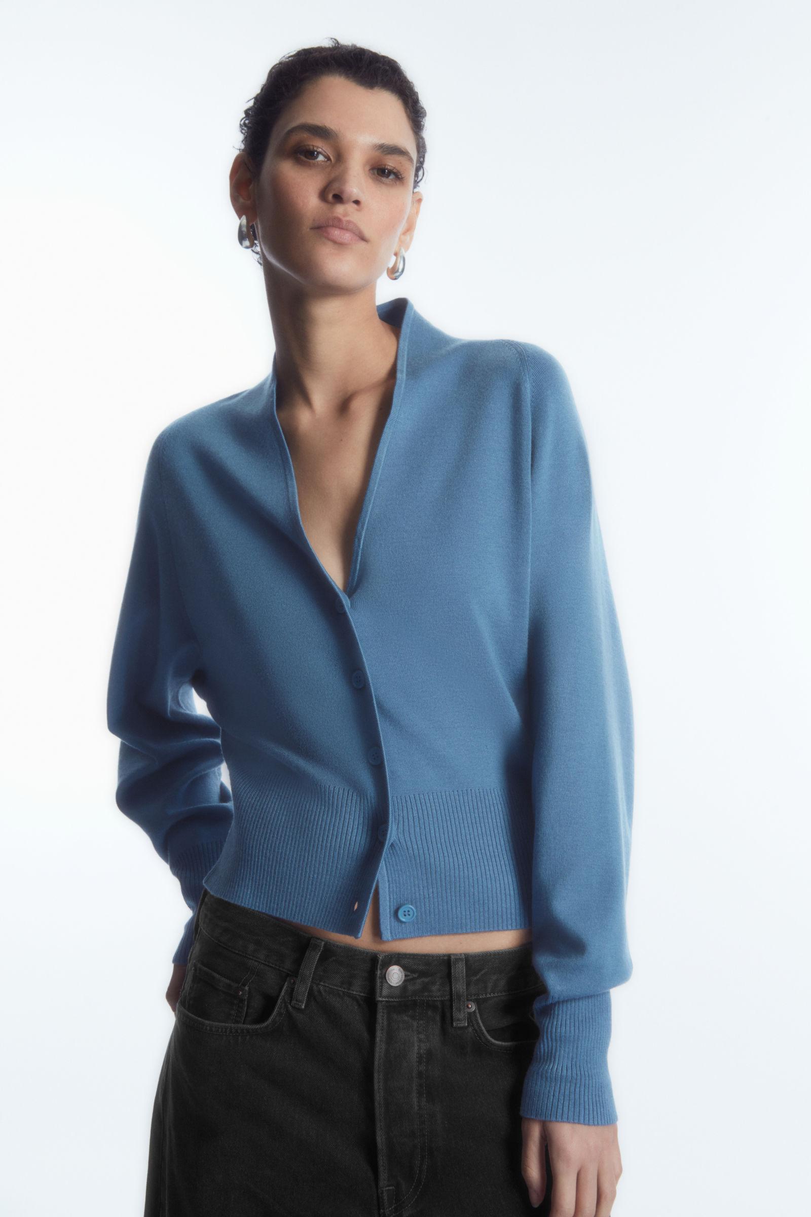COS Waisted Knitted Cardigan in Blue | Lyst UK
