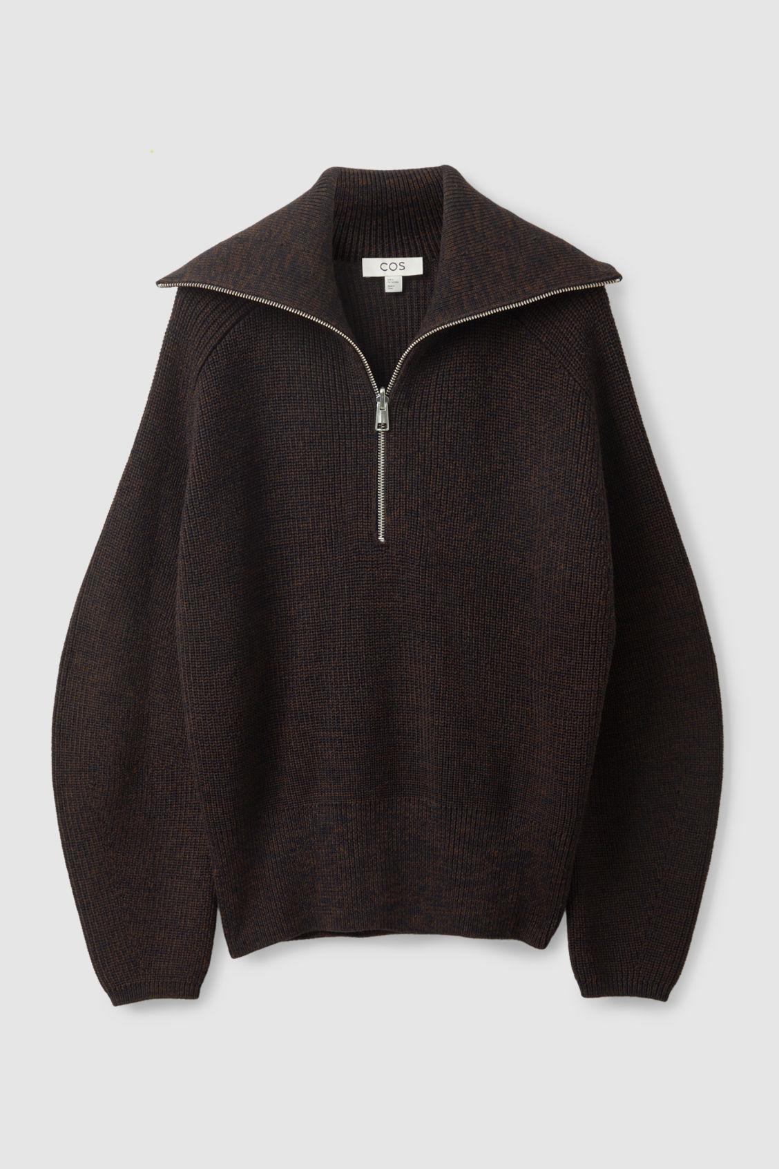 COS Zip Knit Jumper in Black | Lyst