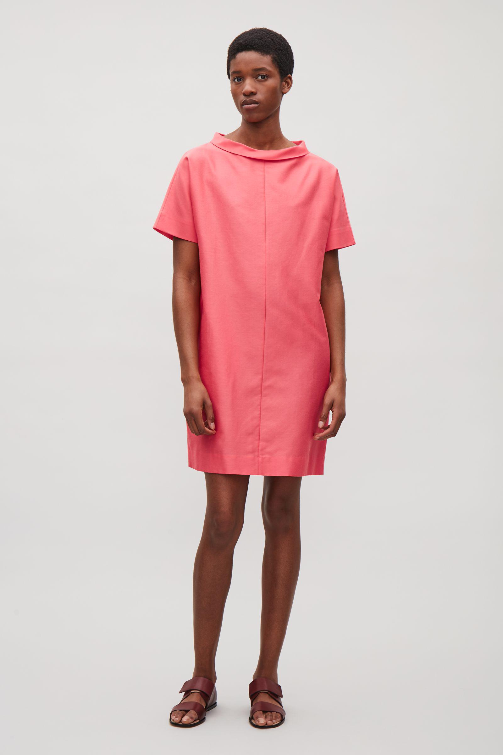 COS Cotton Dress With Folded Collar in ...