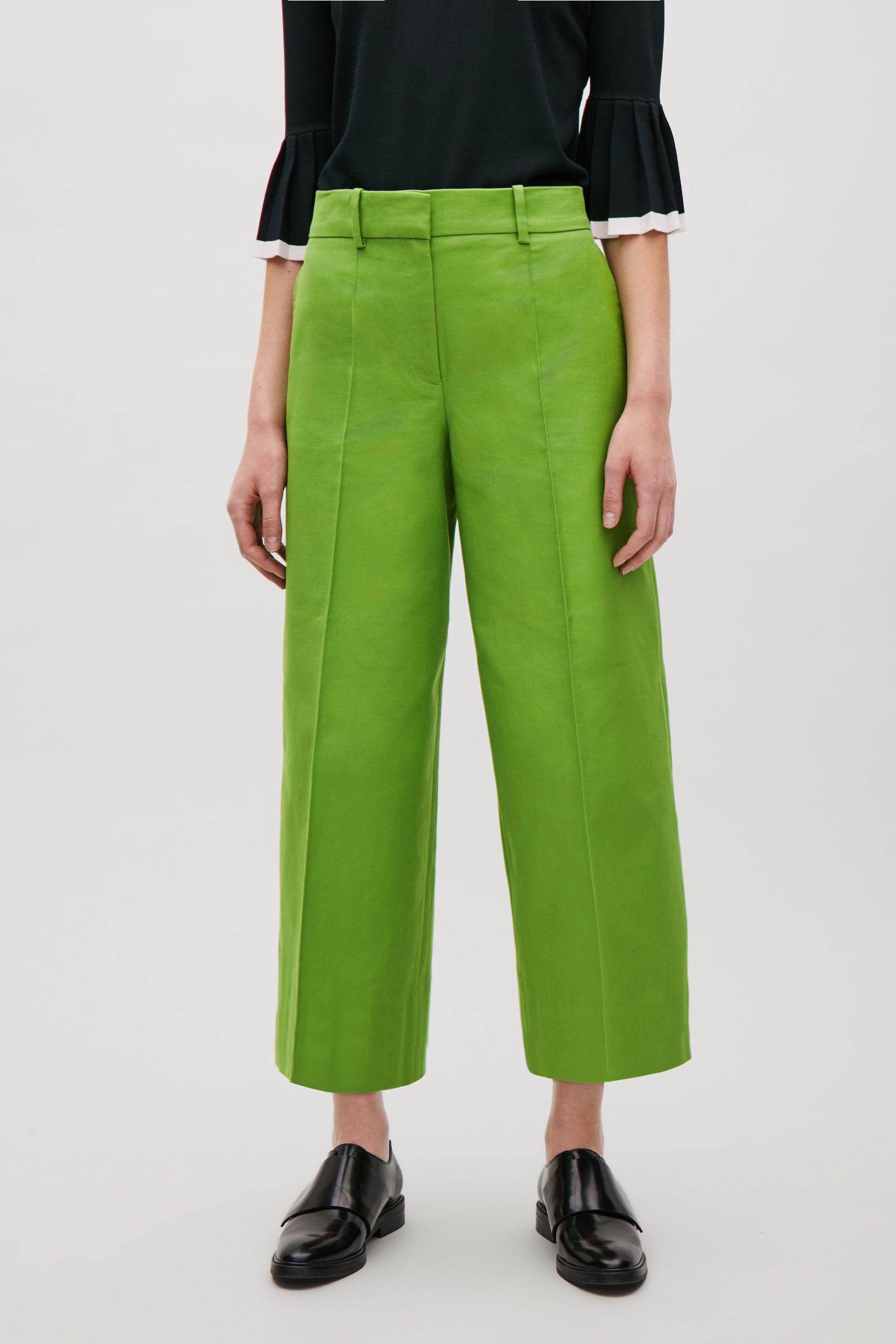 COS Cotton Cropped Wide-leg Trousers in 