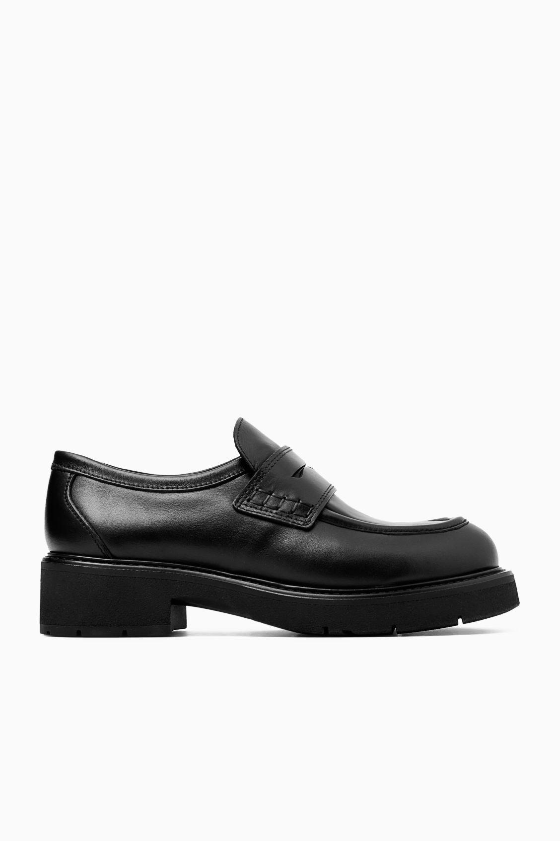 COS Chunky Leather Penny Loafers in Black | Lyst