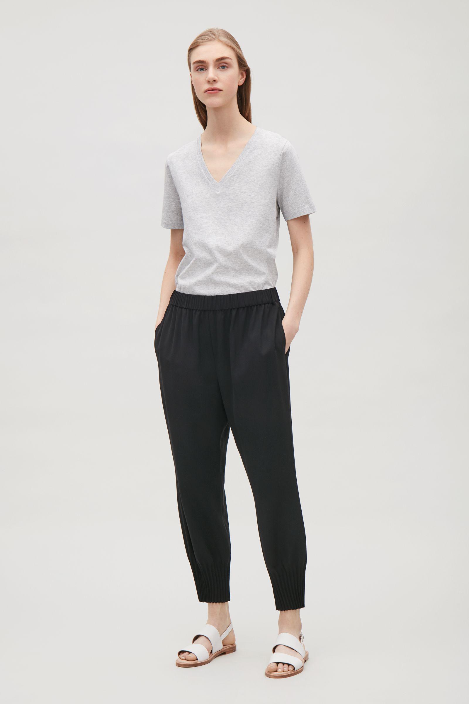 COS Trousers With Pleated Hems in Black | Lyst