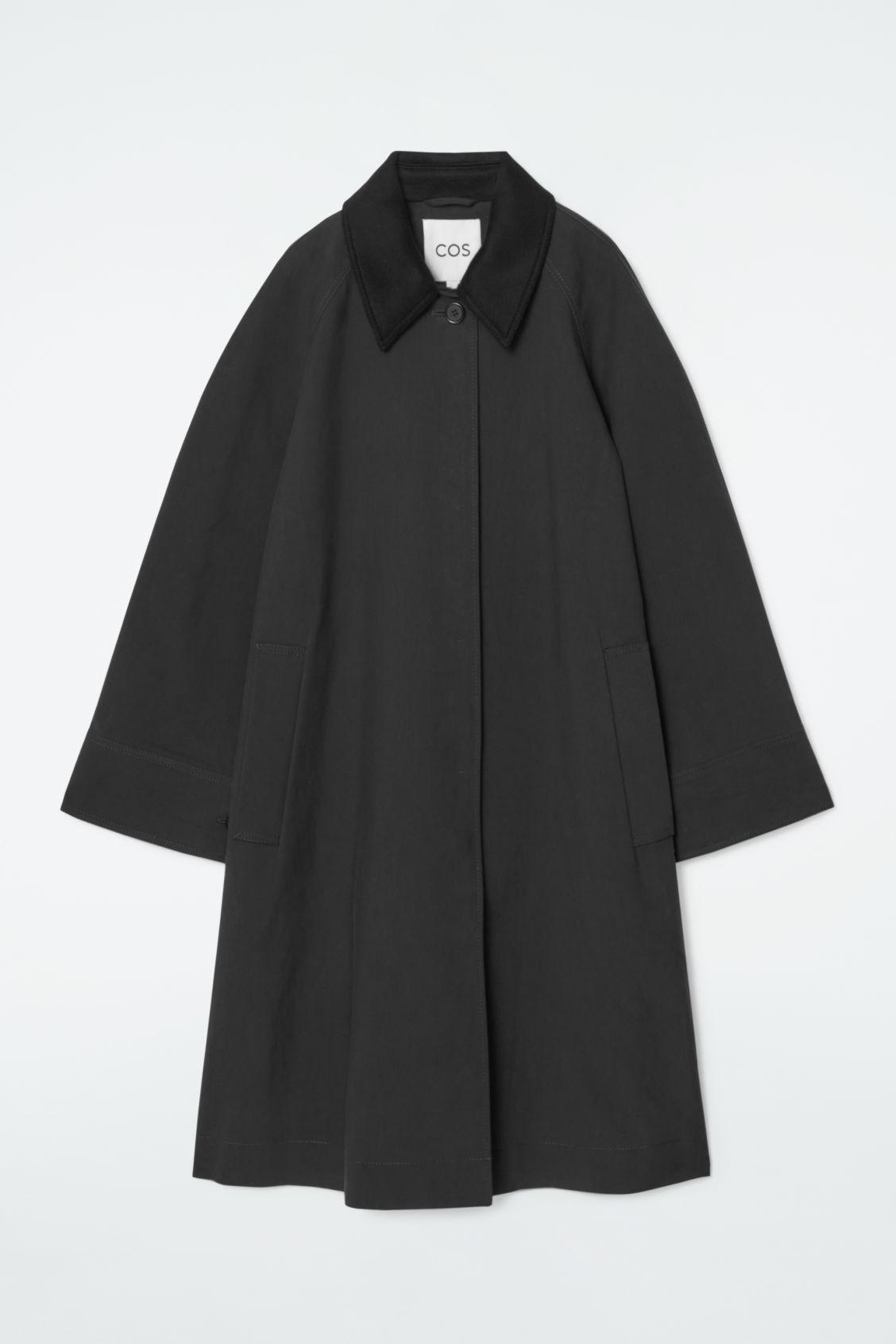 COS Wool-trimmed Car Coat in Black | Lyst