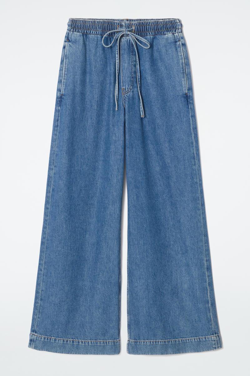 パンツ COS WIDE-LEG DENIM TROUSERS PLEATED WIDE-LEG DENIM PANTS - CREAM | COS US