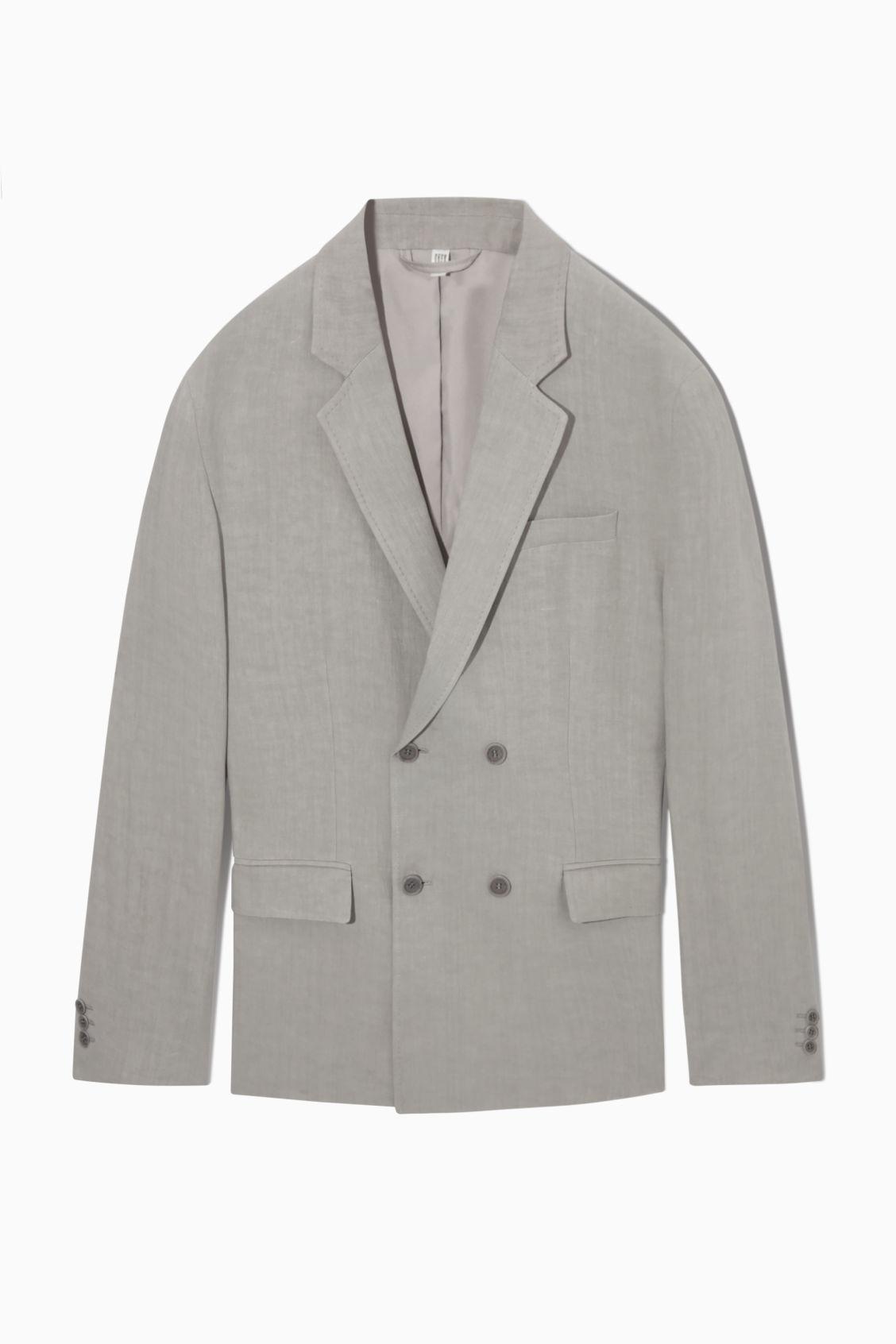 COS Regular-fit Double-breasted Linen Blazer in Gray for Men | Lyst