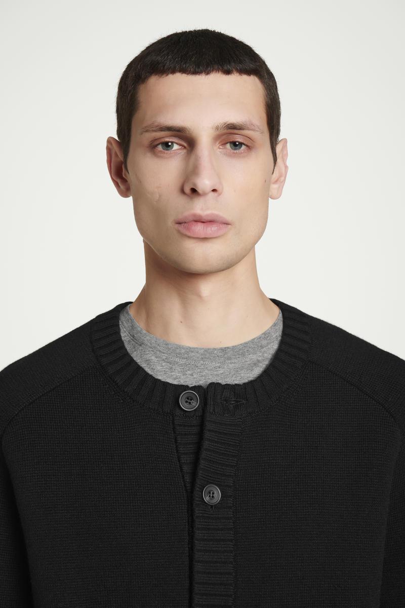 COS Wool-blend Crew-neck Cardigan in Blue for Men | Lyst