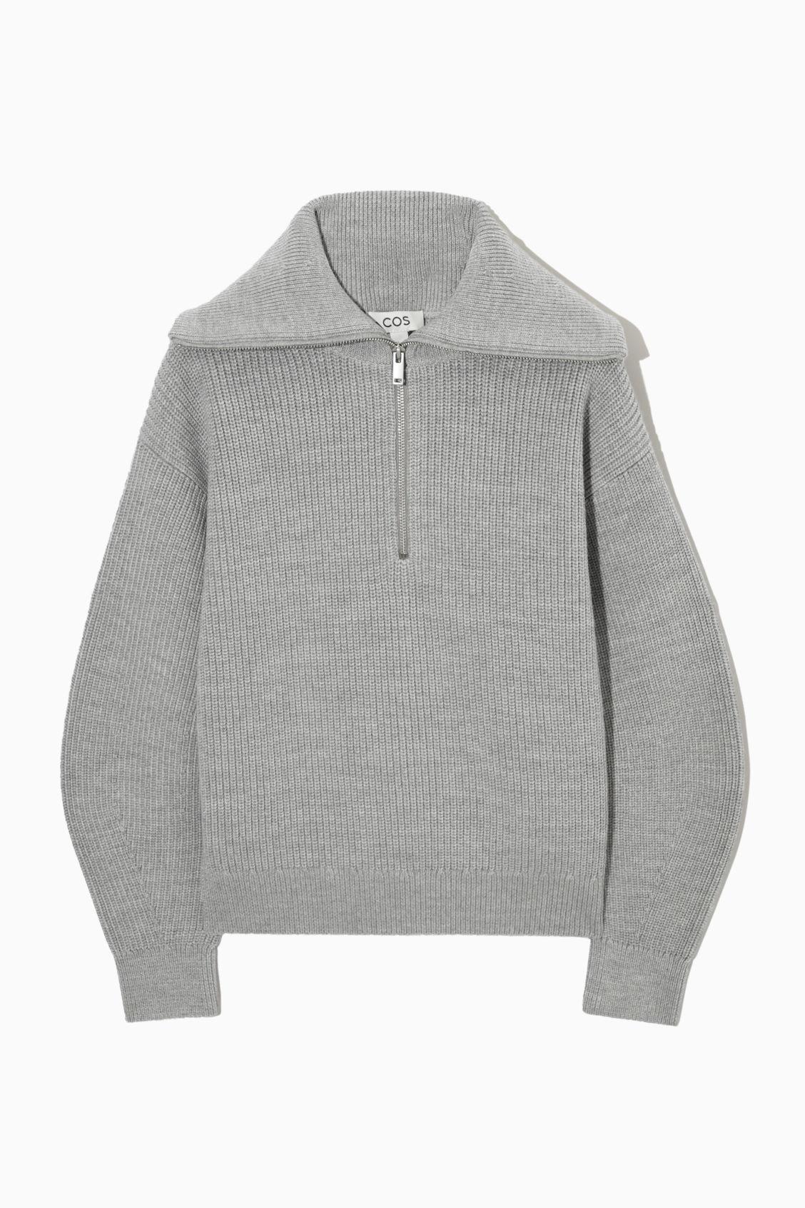 COS Wool And Cotton Half-zip Jumper in Gray | Lyst