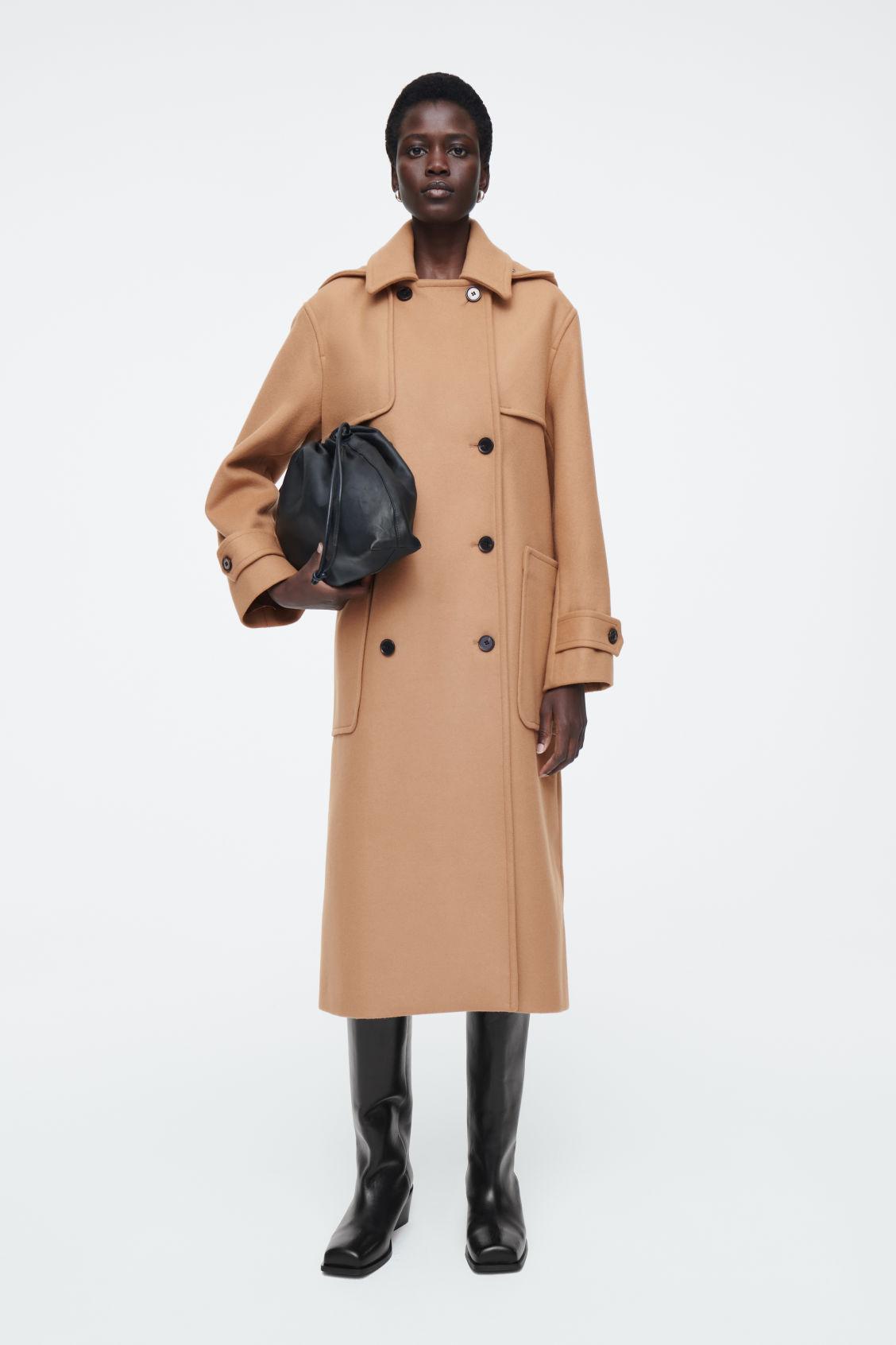 COS Hooded Wool Duffle Coat in Natural Lyst