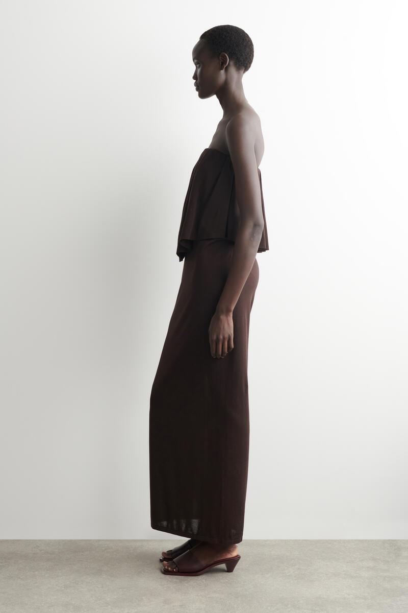 cos knitted bandeau maxi dress black Layered Sheer-Knit in Sale Girls Clothing