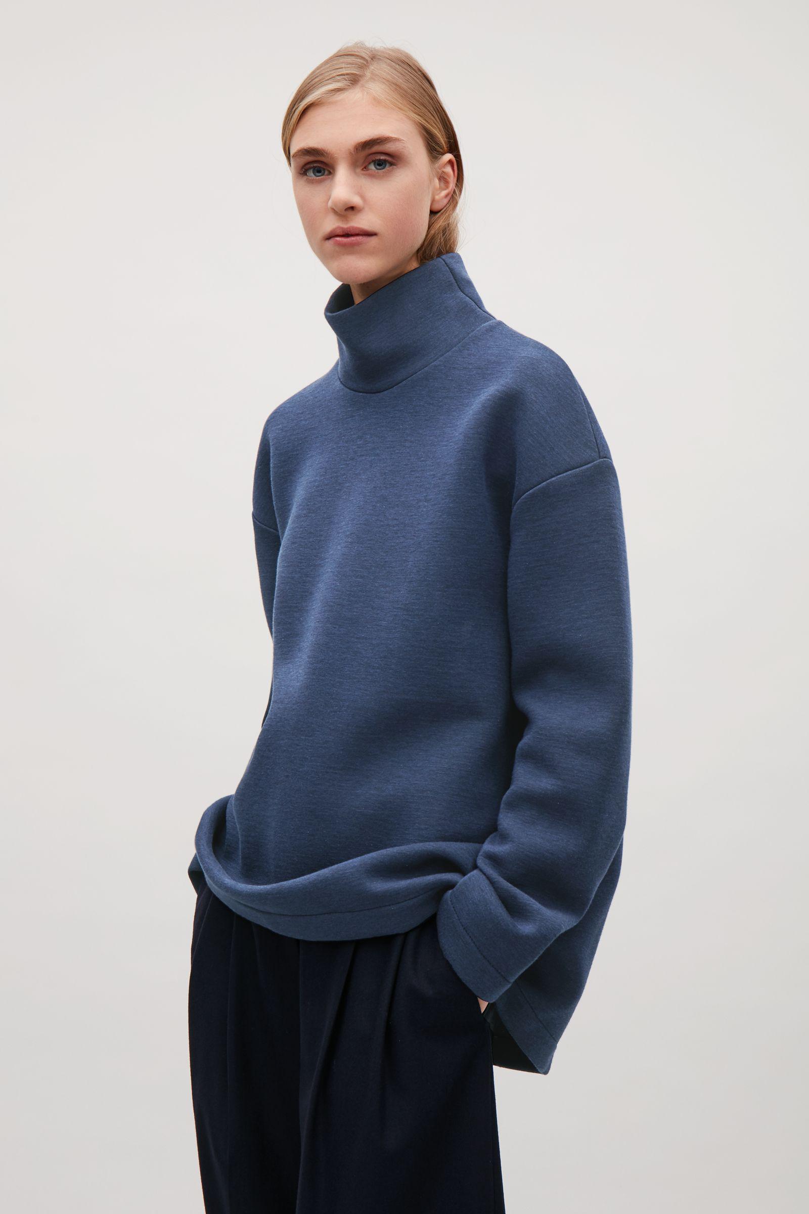 COS Oversized High-neck Sweatshirt in Blue | Lyst