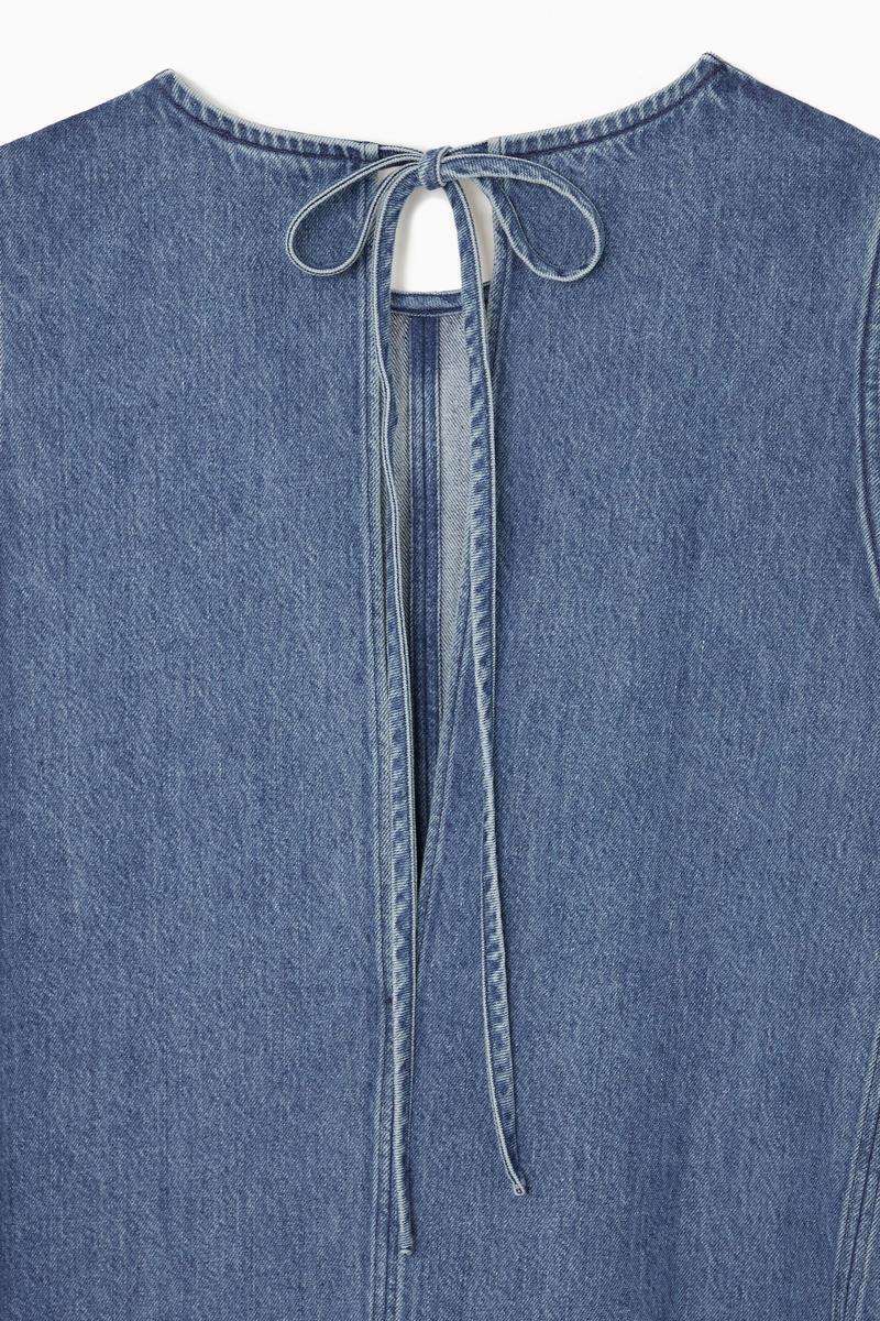 navy blue dress for baby girl Cos Asymmetric Paneled Denim Midi Dress - Blue main image 1
