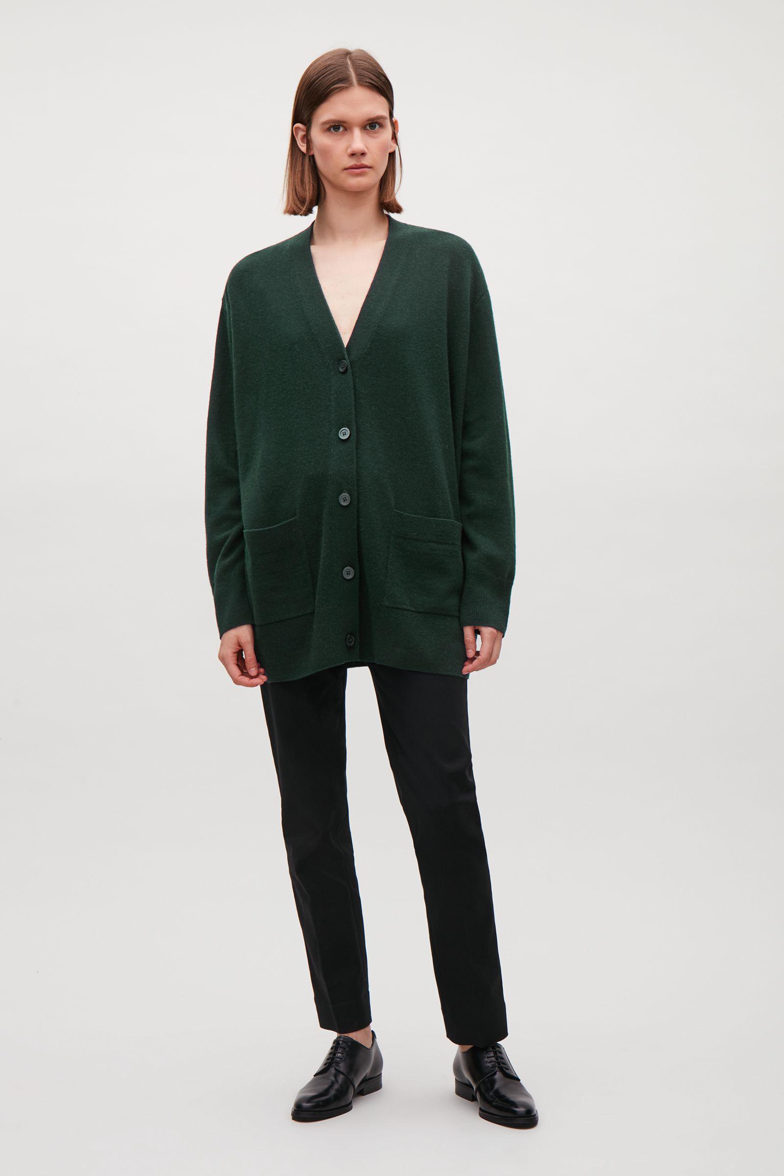 COS Speckled Oversized Wool Cardigan in Dark Green (Green) | Lyst