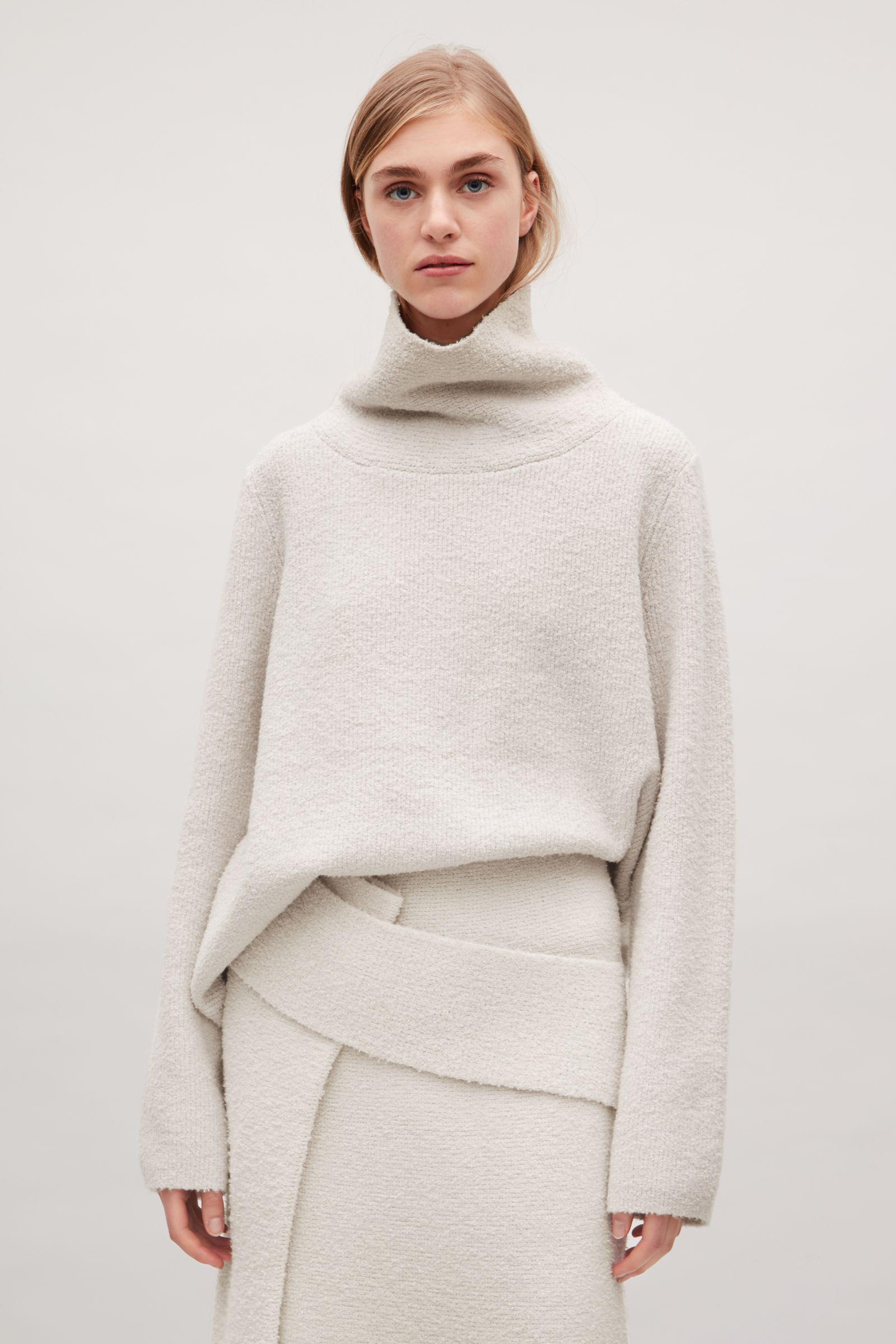 COS High-neck Wool Jumper in Ivory (White) | Lyst