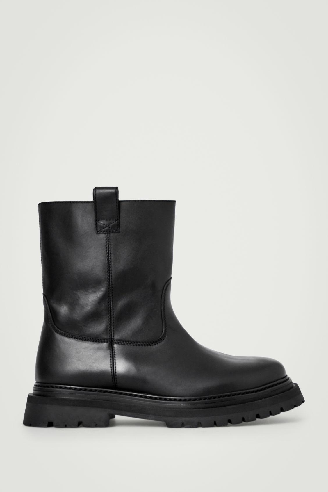 COS Leather Moto Boots in Black for Men | Lyst