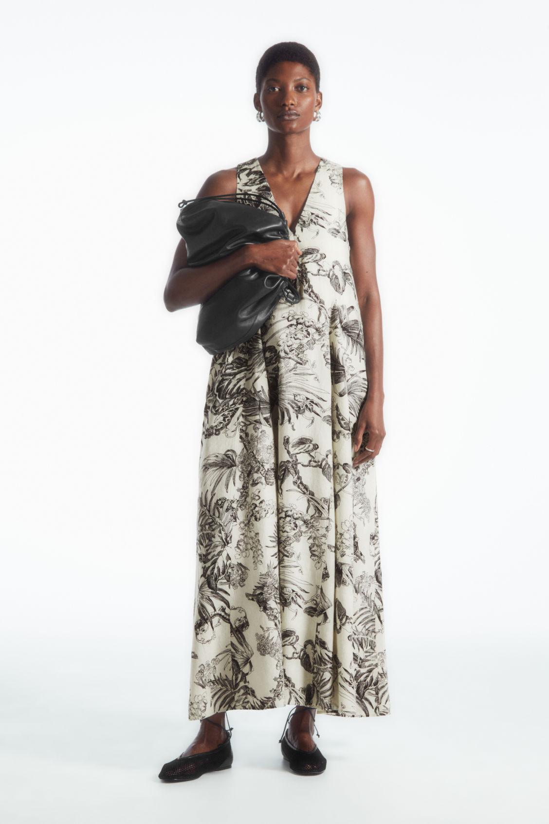 COS Voluminous V neck Maxi Dress in White Lyst